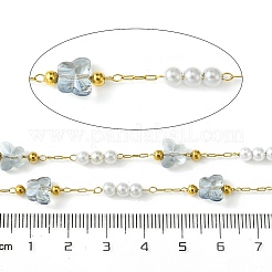 10 m Ionenplattierung (IP) 304 Edelstahl & ABS-Kunststoff Perlen & Schmetterling Glas Gliederketten&nbsp;CHS-G035-04G-02