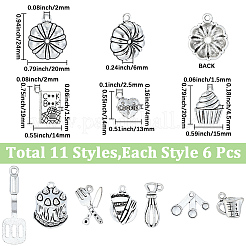 66 pz 11 stili di pendenti in lega stile tibetano a tema cottura di torte&nbsp;FIND-SC0021-47