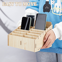 Boîte de rangement pour téléphone portable en bois amovible à 14 grille&nbsp;AJEW-WH0348-154B