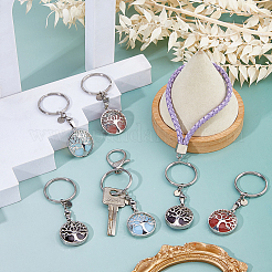 6 porte-clés en verre avec 3 styles d'améthyste naturelle et synthétique et de pastèque&nbsp;KEYC-FH00070
