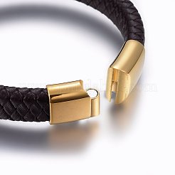 Pulseras de cordón trenzado de cuero&nbsp;BJEW-E345-13A-G