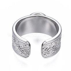 Offener Manschettenfingerring aus Edelstahl 304 mit Cabochon-Fassungen&nbsp;STAS-T060-05-M