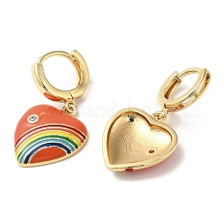 Ohrhänger aus echtem 18 Karat vergoldetem Messing mit Herz und Regenbogen&nbsp;EJEW-L268-042G-06