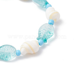 2 Stück 2 Stile natürliche Muschel & Glas & Glasperlen Stretch-Armbänder Set&nbsp;BJEW-JB12209