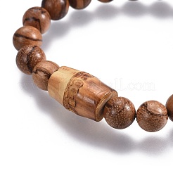 Braccialetti elasticizzati perline di legno da uomo&nbsp;X-BJEW-JB04121-02