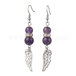 Flügelohrringe aus natürlichem Amethyst&nbsp;EJEW-TA00684