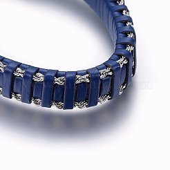 Bracciali cordone intrecciato in pelle&nbsp;BJEW-E345-15A