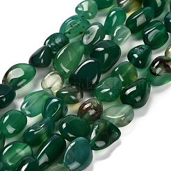 Brins de perles d'agate onyx vert naturel (teints et chauffés)&nbsp;G-P568-C14-01