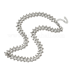 Collar de cadena de eslabones cubanos con borlas de bolas de acero inoxidable 304&nbsp;NJEW-K249-22P