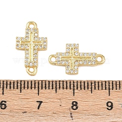 Kreuz Messing Micro Pave klare Zirkonia Verbinder Charms&nbsp;KK-P339-04G