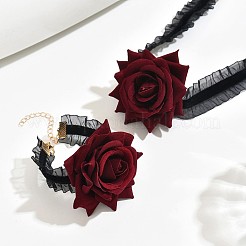 Stoff-Halsketten und Armbänder aus Rosenspitze&nbsp;FS-WG6DFA9-01
