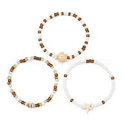 Sets aus Stretch-Armbändern mit Ozeanglas-Saatperlen&nbsp;BJEW-JB14496
