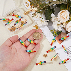 20 Stück rechteckige Emaille-Anstecker in Regenbogenfarben&nbsp;JEWB-FH0001-77
