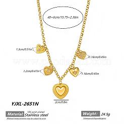 Colliers pendentifs multi-cœurs en acier inoxydable 304 sertis de zirconiums cubiques transparents pour femmes&nbsp;WG681EF-02