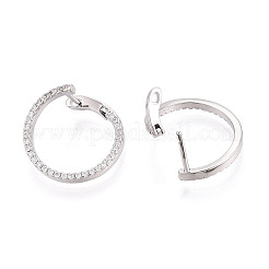 Orecchini a cerchio in ottone micro pavé di zirconi cubici trasparenti&nbsp;X-EJEW-T048-38P