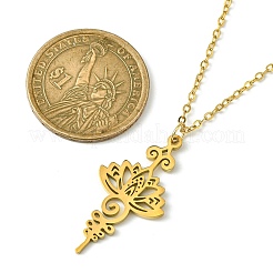 Colliers pendentifs lotus en acier inoxydable 304&nbsp;NJEW-JN04561-02