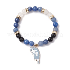 Braccialetti elastici con perline di pietre preziose miste naturali per le donne&nbsp;BJEW-TA00573-04