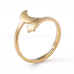 Ionenplattierung (IP) 201 Edelstahl Mond & Stern verstellbarer Ring für Frauen&nbsp;LS-RJEW-K238-08G