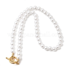 Colliers de perles rondes blanches en plastique de 8 mm pour femmes&nbsp;NJEW-L469-01G