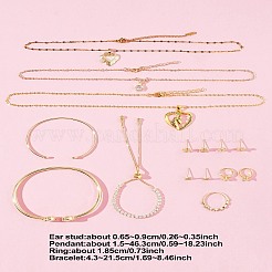 Messing micro pave klar zirkonia finger ringe & ohrringe & halsketten & armreif&nbsp;SJEW-FS0001-03