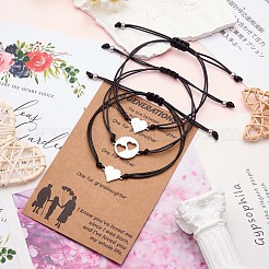 Ensemble de bracelets à maillons en forme de cœur en acier inoxydable 430 de 3 styles&nbsp;JB721A