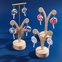 4 paio di orecchini pendenti a forma di lecca-lecca in pasta polimerica fatti a mano in 4 colori&nbsp;EJEW-FI0001-01
