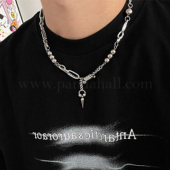 Collar de cadena de eslabones con borlas cónicas de acero inoxidable 201 estilo hip-hop para combinar con suéteres.&nbsp;FS-WG323D8-01