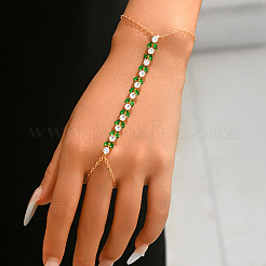 Élégants bracelets esclaves géométriques en laiton pavé de zirconiums cubiques transparents et verts&nbsp;IR6615