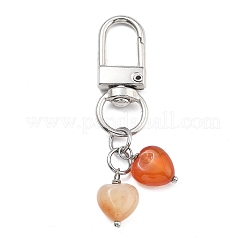 Ciondolo in vetro di quarzo ciliegia e agata rossa e agata grigia e acquamarina e howlite e cuore naturale&nbsp;HJEW-JM02493