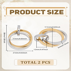 2 pendentif à anneaux entrelacés en acier inoxydable 304&nbsp;STAS-LP0002-84G