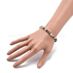 Bracelet extensible à perles rondes en quartz lodolite naturel / quartz de jardin&nbsp;BJEW-JB08919-01