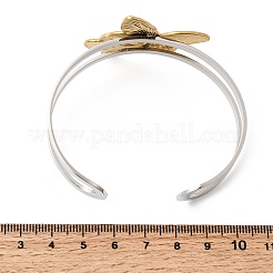 Bracelets manchettes bicolores en acier inoxydable 304 pour femmes&nbsp;BJEW-Z170-01GP-01