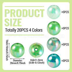 20 pz 4 colori placcatura UV perline acriliche opache&nbsp;MACR-TADJ0001-03A