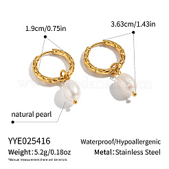Orecchini pendenti a cerchio in acciaio inossidabile 304 con perle d'acqua dolce per donna&nbsp;DA5671