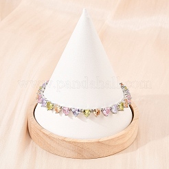 Bracciali da tennis in ottone color platino con micro pavé di zirconi cubici&nbsp;BJEW-B160-01P-01