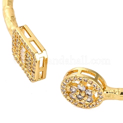 Pulseras de puño con micro pavé de circonita cúbica y baño de latón para mujer&nbsp;BJEW-M040-02G