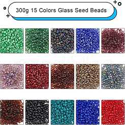 300g 15 Farben Glas Saatperlen&nbsp;SEED-NB0001-30