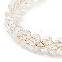 Bracelet coulissant perlé double couche en cristal de quartz naturel&nbsp;BJEW-JB08971-03