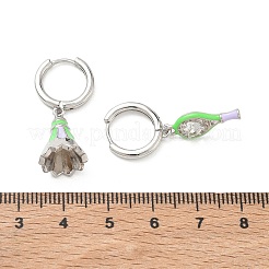 Pendientes de aro colgantes de circonita cúbica con micropavé de latón para mujer&nbsp;EJEW-A168-07P-01