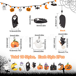 20 Stück 10 Stile Halloween-Anhänger aus undurchsichtigem Harz&nbsp;RESI-SC0002-49