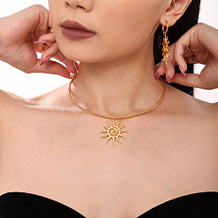 Colliers avec pendentif en spirale soleil en acier inoxydable 304 pour femmes&nbsp;FS-WGBDE1B-02