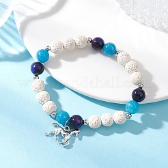 Pulseras elásticas de piedra de lava natural&nbsp;BJEW-JB12621