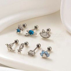 Boucles d'oreilles cartilage en acier inoxydable 316L avec zircone cubique pour femme&nbsp;WGF6ABA-06