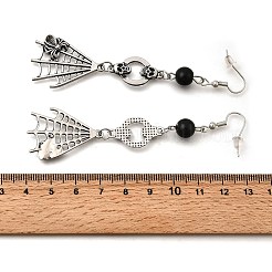 Halloween-Ohrringe aus Legierung mit Totenkopf-Motiv&nbsp;EJEW-K316-01B-AS