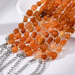 Bracelets en perles d'aventurine rouge naturelle pour femmes&nbsp;G-P563-07P-07