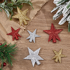 12 décoration d'étoile de sapin de Noël en résine pailletée&nbsp;DIY-DR0002-20