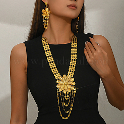 Elegantes Set aus Halskette mit floralem Anhänger aus Eisen und Ohrsteckern für Damen&nbsp;XW5636