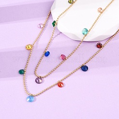 304 Edelstahl-Kugelkette mit bunten Zirkonia&nbsp;LS-NJEW-A051-05G