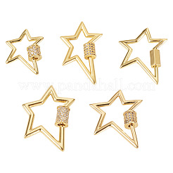 Messing Micro Pave klare Zirkonia Schraube Karabiner Schloss Charms&nbsp;KK-TA0002-47B