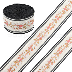 5 Yards Polyesterbänder mit Blumenmusterstickerei im ethnischen Stil&nbsp;OCOR-GF0005-51A